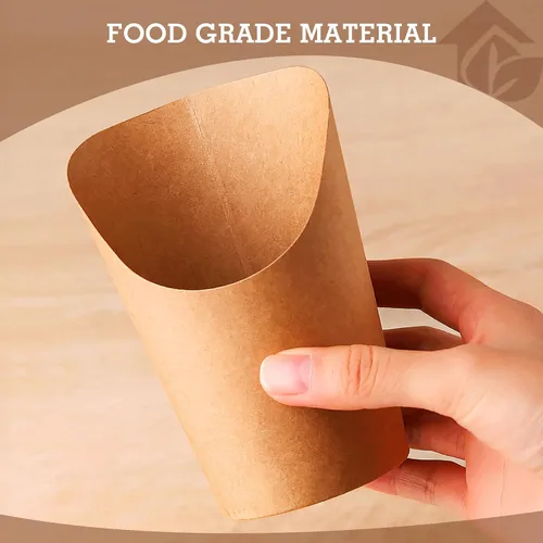 Vista 2 de MOLFUJ Soporte para papas fritas de 12 onzas, 50 tazas de papel kraft de papel de estraza desechables, mini cajas de servir de fiesta marrón