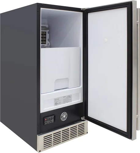 Vista 2 de BRAMA Máquina para hacer hielo de 50/lbs. Ice Daily Undercounter Construcción de acero inoxidable integrada o independiente con puerta reversible