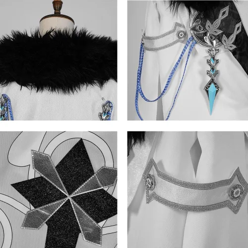 Vista 4 de Fatui Harbingers - Disfraz de cosplay de Genshin Impact, bata de Doctor Rooster para hombre