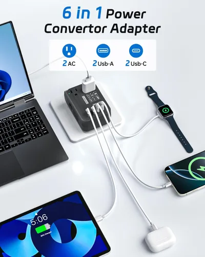 Vista 2 de DOACE Convertidor de 220 V a 110 V Convertidor de voltaje de 350 W de EE. UU. a Europa para alisador de cabello/convertidor de rizador para viajes