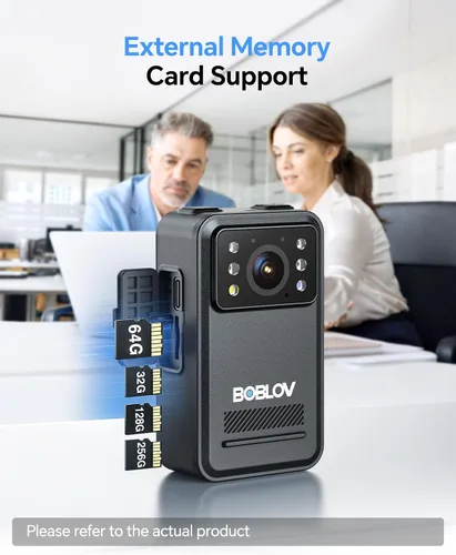 Vista 7 de BOBLOV A28 2K Cámara de cuerpo pequeño Soporte de memoria externa 64GB Negro64G