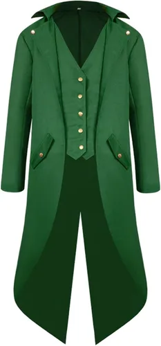 Vista 2 de BITSEACOCO Chaqueta medieval para niños, disfraz de Halloween, gótico, steampunk, vintage, victoriano, uniforme