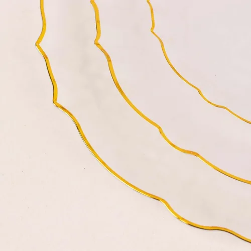 Vista 6 de Efavormart - Paquete de 10 platos de postre de plástico transparente con girasol con borde festoneado dorado, platos redondos desechables para Claro