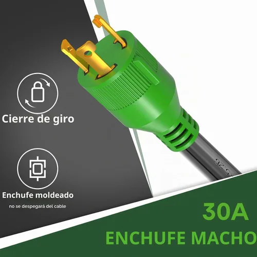 Vista 4 de RVGUARD Cable adaptador de generador RV de 3 clavijas de 30 amperios a 30 amperios de 12 pulgadas STW 10/3, enchufe macho de bloqueo L5-30P a hembra