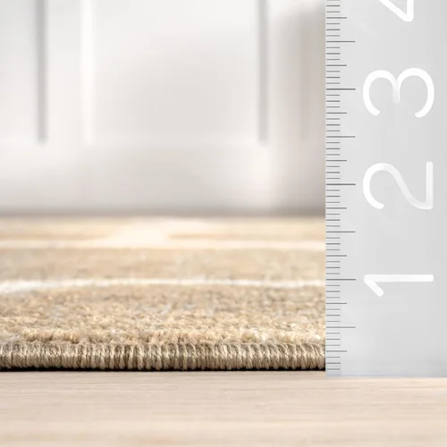 Vista 2 de Nuloom Aadhya - Alfombra geométrica de 2 x 8 pies para sala de estar, dormitorio, comedor, entrada, pasillo, color marrón claro