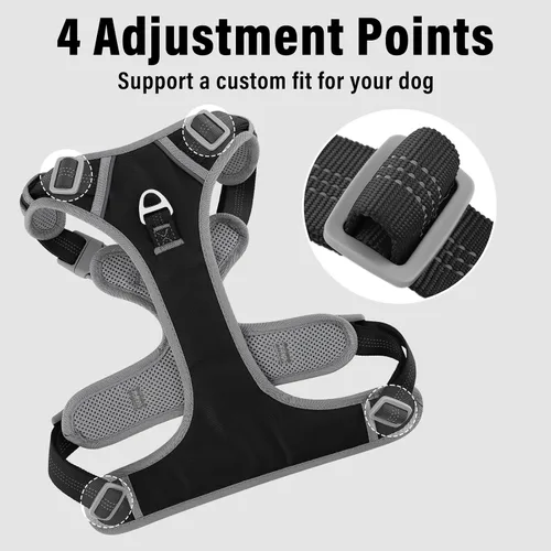 Vista 3 de Plutus Pet Arnés para perro sin tirones, liberación en el cuello, arnés reflectante ajustable para perro, asa de fácil control para caminar