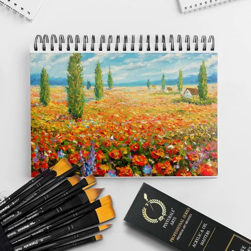 Vista 9 de Pinturale Arts Juego de 12 pinceles de pintura acrílica profesional Maestros de acrílico y óleo Pinceles de pintura al óleo Juego de pinceles