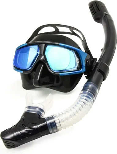 Vista 6 de Máscara de buceo óptica positiva, máscara de snorkel con lentes de vidrio templado, protección UV antivaho Silver Dive W/ Snorkel