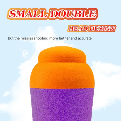 Vista 4 de Aevdor Paquete de 12 repuestos de mega misiles para lanzadores Nerf seleccionados, color morado Cuerpo hueco de espuma EVA, diseño de recarga