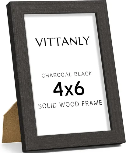 Vista 217 de Vittanly - Marco de fotos de 4 x 6 pulgadas de madera maciza con plexiglás, incluye paspartú de 3,5 x 5, para colgar en la pared o poner sobre una