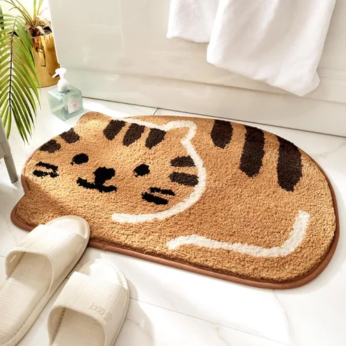 Vista 4 de Alfombra con forma de gato de 16 x 24 pulgadas, tapete de ducha, tapete de baño linda, alfombra de baño con cara de gato, alfombras de área lavables