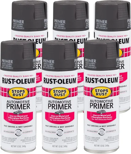 Vista 21 de Rust-Oleum 384757 Stops Rust Custom Spray de imprimación automotriz 5 en 1, 12 oz, gris oscuro mate