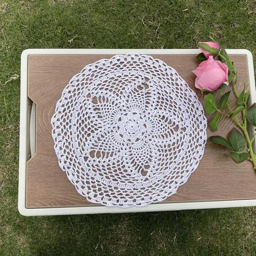 Vista 7 de Hsvanyr Mantel redondo de algodón para mesitas de noche, manteles individuales para centros de mesa, manteles individuales de vidrio beige