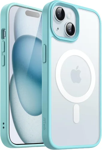 Vista 28 de JETech - Carcasa magnética mate para iPhone 15, color negro Compatible con MagSafe, parte trasera mate translúcida, protección delgada a prueba