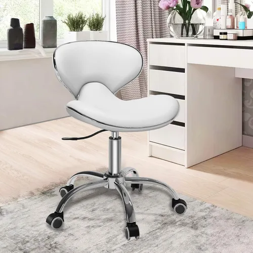 Vista 9 de SALONFACTORY Taburete con ruedas ajustable multiusos negro con respaldo Heavy Duty 400Lbs, 360 giratorio con ruedas, 5 pulgadas ajustable