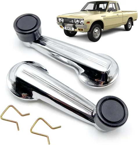 Vista 2 de Nonstops Lh Rh Manija Ventana Beige Manivela Puerta Plata para Datsun 620 Pickup 1972-1979 Plata