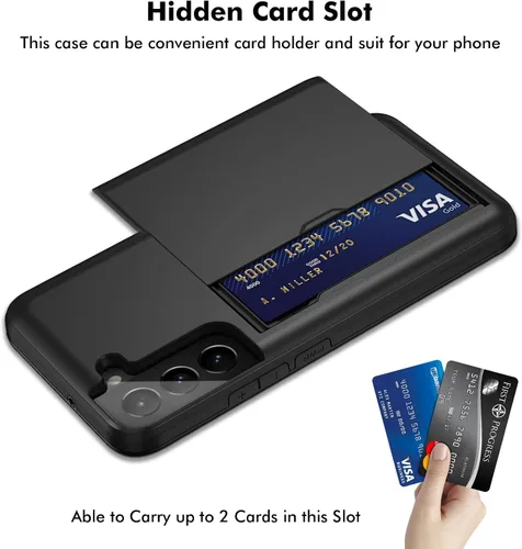 Vista 2 de Jiunai Funda para Samsung Galaxy S22 con tarjetero para 2 tarjetas de identificación, licencia de crédito, tarjetero deslizante, cubierta de doble