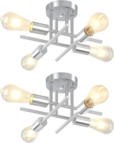 Vista 8 de EGM Lámpara de techo semiempotrada dorada, lámpara de cocina moderna de 4 luces con base E26, lámpara de techo para dormitorio, candelabro Sputnik