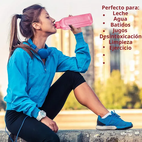 Vista 2 de MILTON Botella de agua deportiva cuadrada para jugos, 4 unidades, 17 onzas, ideal para jugos, batidos de leche, de plástico, botella de bebida