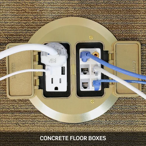 Vista 4 de Leviton - Caja de hormigón niquelada, 2 tapas abatibles, FBC2F-N, níquel