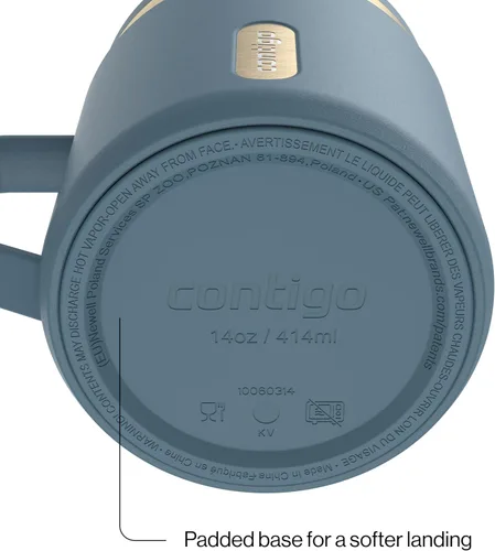 Vista 3 de Contigo SnapSeal - Botella de agua de acero inoxidable de 14 onzas con aislamiento al vacío con tapa de cierre automático a prueba de fugas