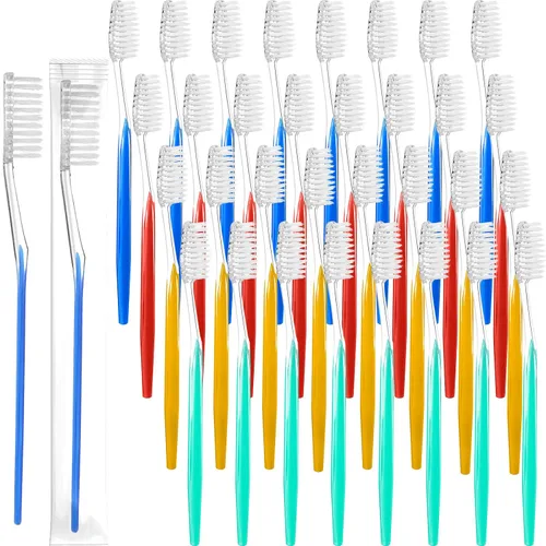 Vista 8 de Patelai 700 cepillos de dientes desechables de viaje a granel envueltos individualmente, cerdas suaves medianas, cepillo de dientes desechables