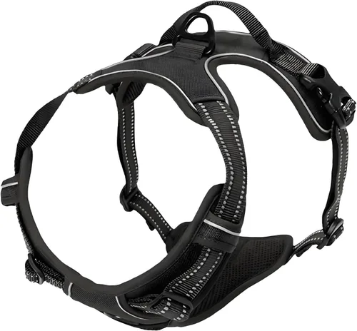 Vista 3 de Arnés para perro, arnés sin tirones para mascotas con 2 clips para correa, chaleco acolchado suave ajustable para perro, chaleco Oxford reflectante