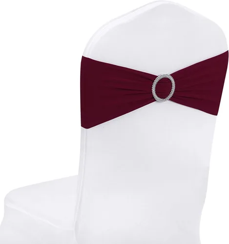 Vista 25 de Peomeise - 25 bandas elásticas de elastano negro para sillas con hebilla deslizante, para decoración de bodas y fiestas