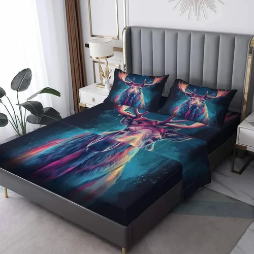 Vista 10 de Sábanas de ciervo tamaño individual – Sábanas de cama de animales del bosque, microfibra suave, bolsillo profundo, sábanas y fundas de almohada