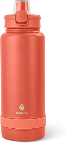 Vista 16 de Manna Botella de acero inoxidable con tapa de bloqueo a presión y boquilla para sorber - 16 onzas - Blazer Powder Coat
