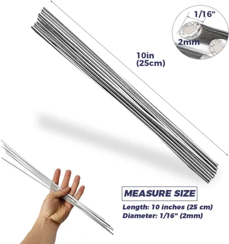 Vista 5 de Paquete de 100 varillas de soldadura de aluminio, solución de alambre de soldadura de núcleo de fundente, varillas de soldadura de aluminio de baja