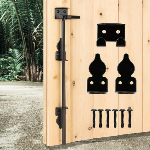 Vista 12 de Barra de Caída de Puerta con Perno de Bastón de 12" de Acero - Cerradura de Suelo de Puerta Pesada Diseñada para Puertas de Madera, Metal, Vinilo