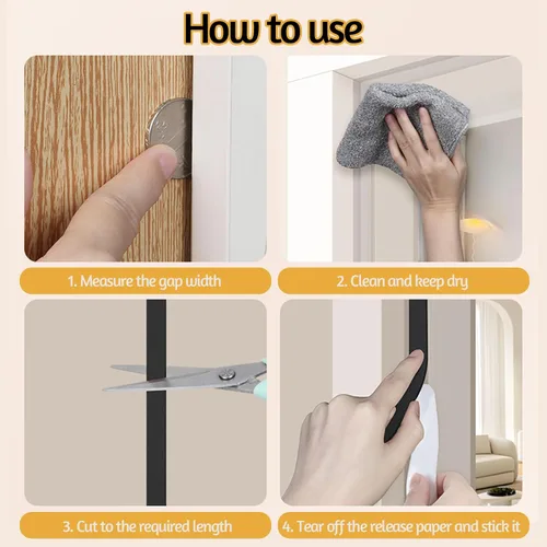 Vista 7 de Cinta de sellado de espuma EVA, 1 pulgada de ancho x 1/4 pulgada de grosor, cinta adhesiva para puertas y ventanas, bloqueador de corrientes
