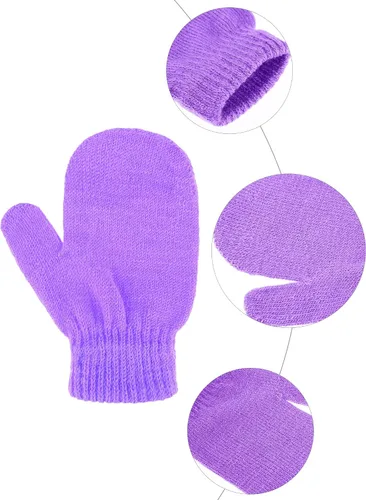 Vista 3 de Boao 12 pares de guantes de invierno para niños pequeños, guantes de punto para niños, guantes mágicos cálidos para niños y niñas, suministros