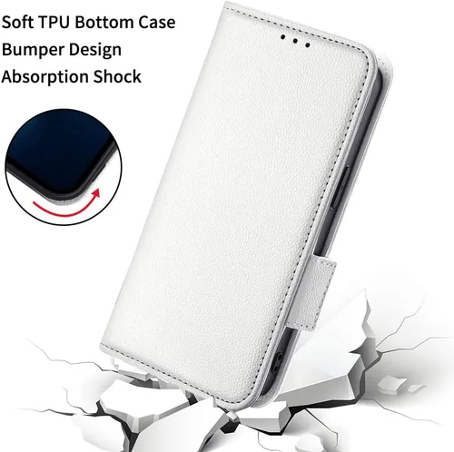 Vista 4 de Funda compatible con Blu View 1, piel sintética con soporte para tarjetas, compatible con Blu View1 B100DL con cierre magnético, protección