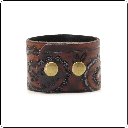 Vista 5 de Pulsera de cuero con patrón de impresión punk rock, brazalete ancho de puño