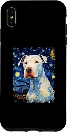 Vista 7 de iPhone 14 Dogo Argentino Dog Starry Night Painting Dog Mom Dad Case