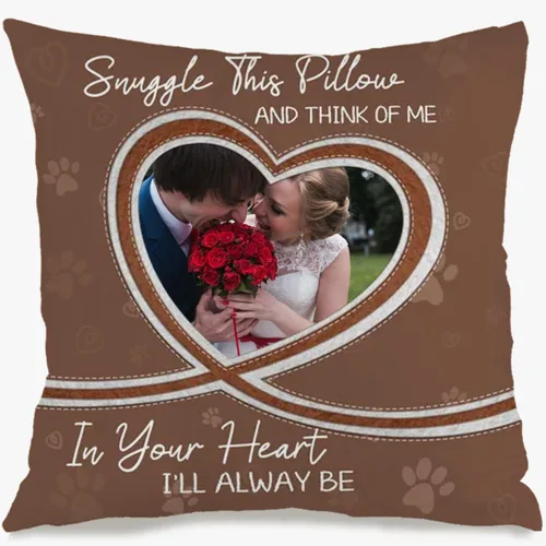 Vista 8 de Custom Single Photo Pillow Case Designed with Your Picture and Added Words producing a Decorative Throw Pillow That Makes Home Spaces Cozy and