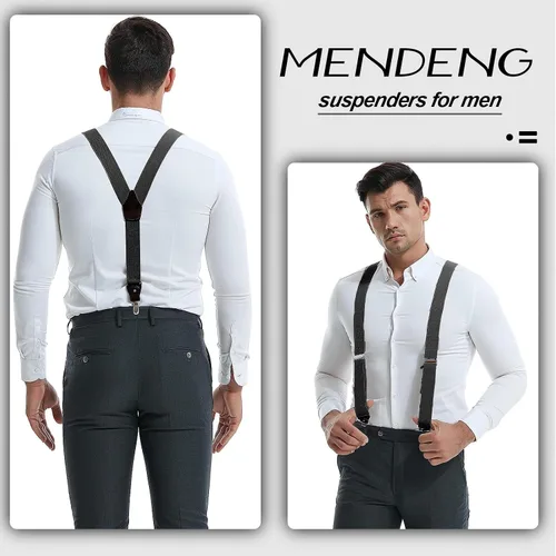 Vista 19 de MENDENG Tirantes de gancho giratorio de bronce vintage con 4 tirantes ajustables para hombre