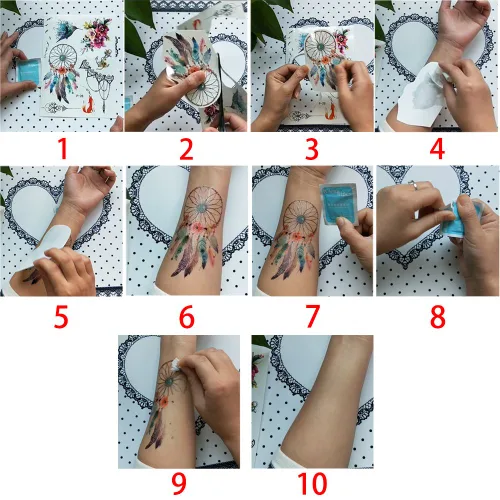 Vista 3 de Glaryyears Tatuaje temporal grande de brazo completo para adultos, mujeres y hombres, paquete de 5 tatuajes falsos de larga duración para maquillaje