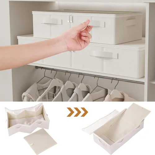 Vista 7 de Contenedor de almacenamiento debajo de la cama, contenedores plegables debajo de la cama, organizadores de armario con tapa para organizar ropa