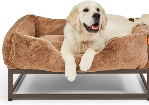 Vista 10 de FUZI Cama elevada para perro, camas elevadas de lujo para perros, funda extraíble y lavable a máquina, cama ortopédica para mascotas para interiores
