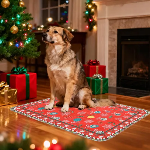Vista 5 de KOOLTAIL Almohadillas lavables para orina para perros, paquete de 2 alfombrillas de Navidad para mascotas, almohadillas de entrenamiento