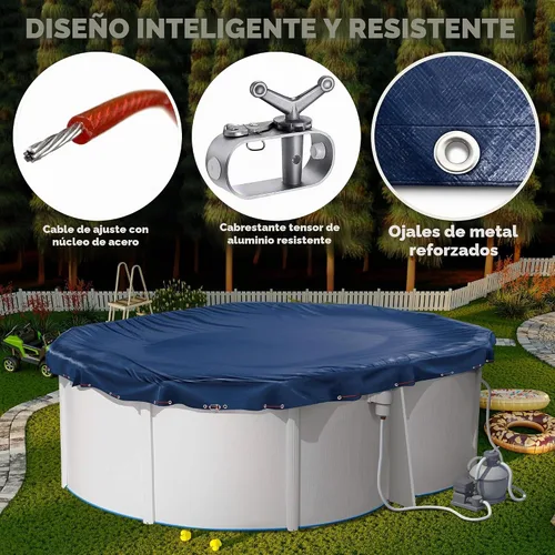 Vista 6 de Cubiertas ovaladas de piscina de 10 x 15 pies para piscinas sobre el suelo, cubierta ovalada de invierno para piscina, cubierta de piscina, mantiene