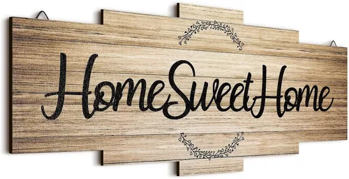 Vista 7 de Jetec Letrero de madera "Home Sweet Home", decoración rústica de pared para habitación, placa de madera estilo granja para colgar en la pared