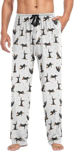 Vista 3 de Pantalones de pijama para hombre con bolsillos, pantalones de pijama para descansar, Multi