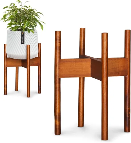Vista 14 de Fox & Fern - Soporte moderno de medio siglo para maceta, sin maceta de cerámica blanca Plug In Design, Holds 175 lbs, Two High Options, Fixed
