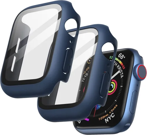 Vista 22 de JETech Funda para Apple Watch SE 3/2/1, Series 6/5/4 de 1.575 in, color negro con protector de pantalla, vidrio templado incorporado, alta