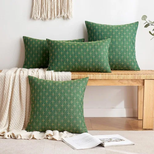 Vista 192 de MIULEE - Juego de 2 fundas de almohada decorativas de lino de arpillera navideñas, modernas, estilo campestre, rústicas, tejidas, con textura