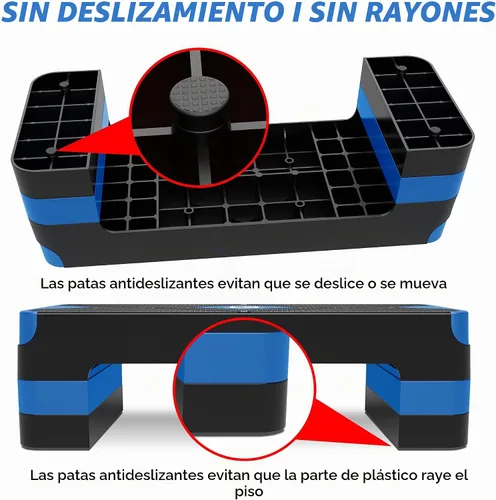Vista 3 de GYMMAGE Escalón de ejercicio aeróbico, escalón aeróbico ajustable para ejercicio, plataforma de entrenamiento para escalonar, plataforma de pasos